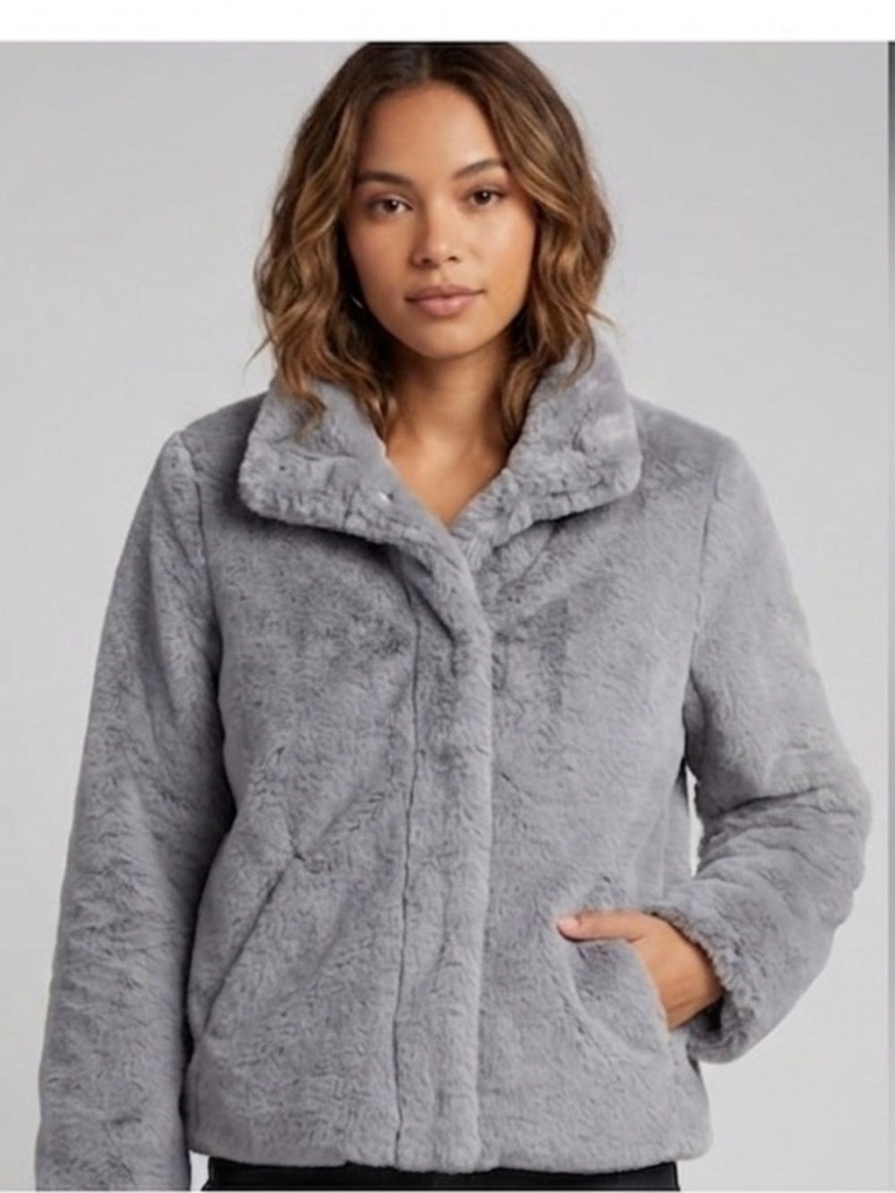 Maralyn & Me Jacket Women's Gray Reversible Faux Fur New With Tags Size Small